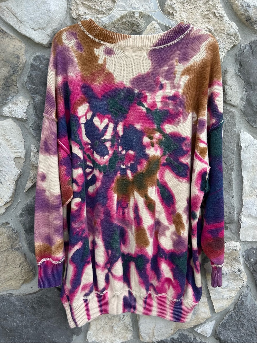 Natural Life Oversized Sweater Size S/M Colorful Tie Dye Boho Tunic Cozy Earthy - Picture 3 of 7